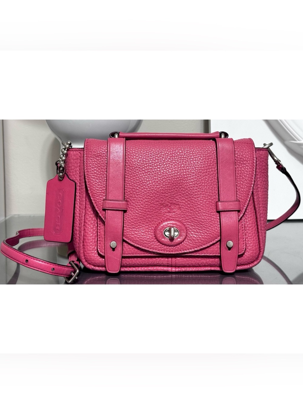 COACH Bleecker Mini Brooklyn Messenger Bag 32262 LOGANBERRY PINK Leather
